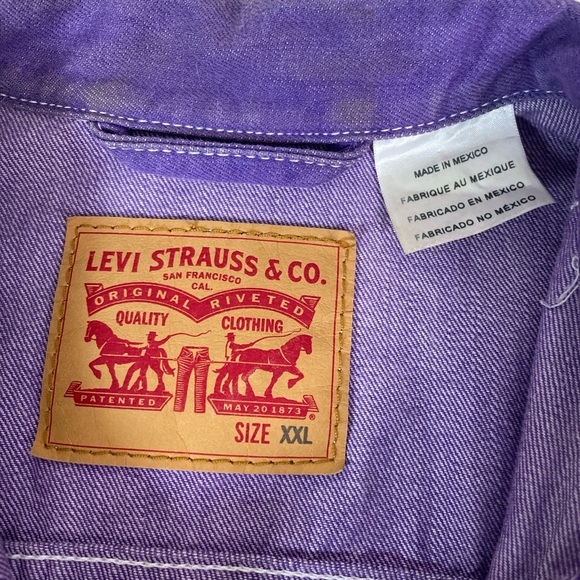 LEVI’S Rare Purple/White XXL Denim Trucker Jacket Street Urban Indie Andre 3000 - Picture 4 of 7
